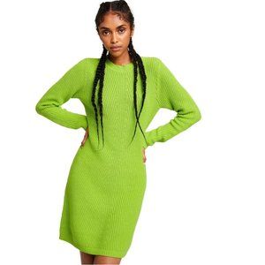 Victor Glemaud Lime green small spring midi sweater dress